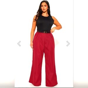 Women's Red Wide-Leg Pants